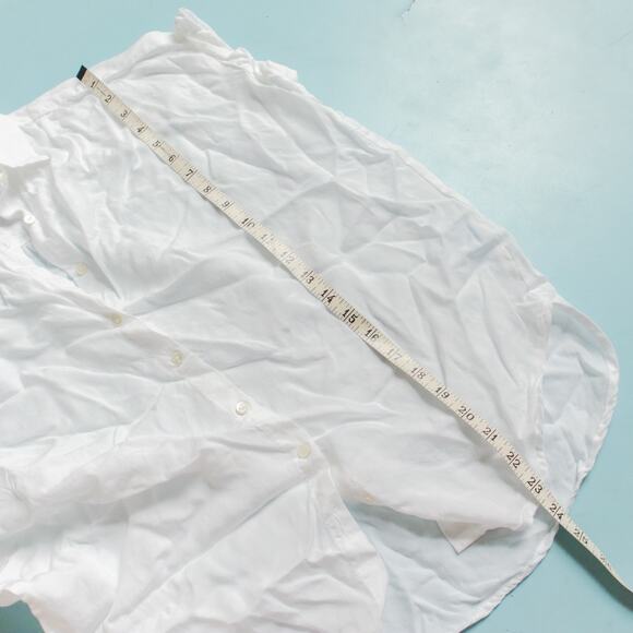 J McLaughlin White Button Front Boxy Cut Loose Fit Blouse Size XSmall - Picture 6 of 7